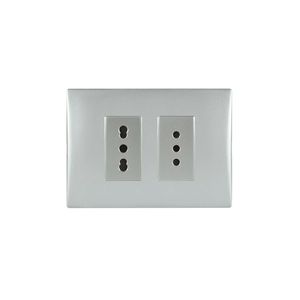 Placa Armada Enchufe Doble 10 A + 10/16 A Plata