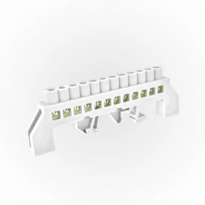 Barra Bronce Aislada Riel Din 12 Polos 35 mm Blanca