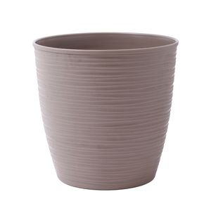 Macetero Plástico Estilo Piedra Redondo 18 cm Taupe