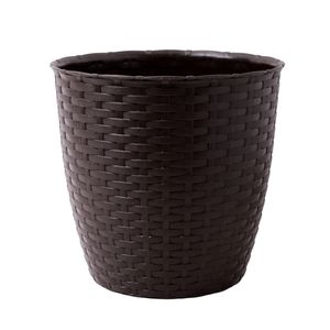 Macetero Plástico Ratán 25 cm Café