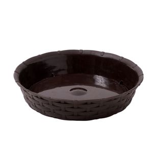 Plato Para Macetero Estilo Ratán Redondo 25 cm Café