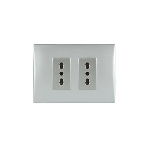 Placa Armada Enchufe Doble 10/16 A 250 V Plata