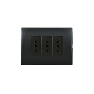 Placa Armada Enchufe Triple 10 A 250 V Negro