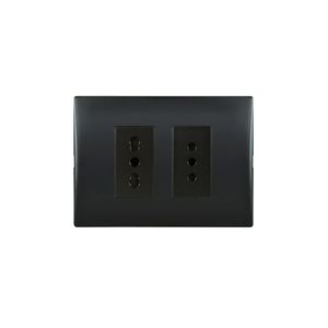 Placa Armada Enchufe Doble 10 A + 10/16 A Negro