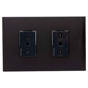 Placa Armada Enchufe Doble 10 A + 10/16 A Nóbile Negro