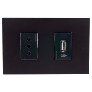 Placa Armada Enchufe Simple 10 A + Usb A Nóbile Negro