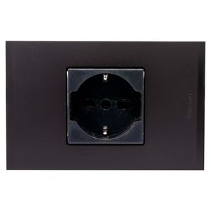 Placa Armada Enchufe Schuko Simple 10/16 A 250 V Nóbile Negro