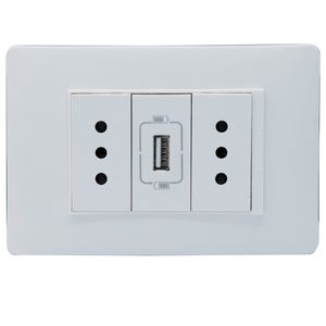 Placa Armada Enchufe Doble 10 A + Cargador Usb A Blanco