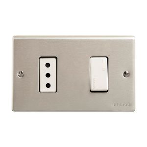 Placa Armada Interruptor 9/12 Simple + Enchufe 10 A Magic Gris