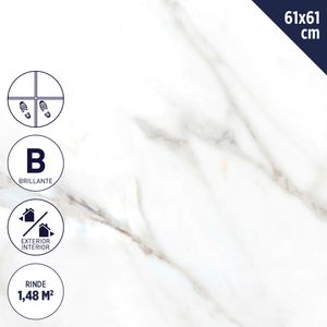 Cerámica Piso 61 x 61 cm 1,48 m2 Venice Bianco