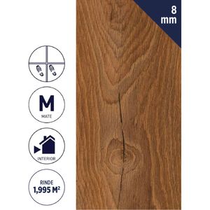Piso Flotante 8 mm 1,995 m2 Roble Livingstone Tobacco