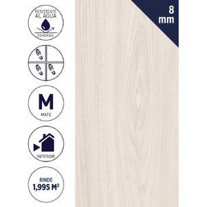 Piso Flotante 8 mm 1,995 m2 Aqua Acacia Blanco