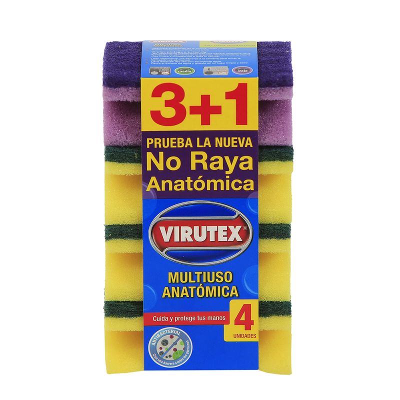 Set-de-esponjas-acanaladas-Virutex-Multiuso-anatomica-4-unidades-225330_1