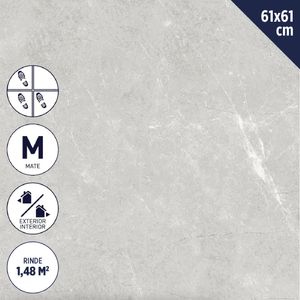Gres Porcelánico 61 x 61 cm 1,48 m2 Piedra Artic Grigio