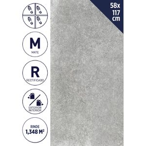 Porcelanato 58 x 117 cm 1,348 m2 Urban Concrete Grey