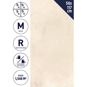 Porcelanato 58 x 117 cm 1,348 m2 Bauhaus Ivory
