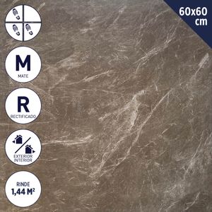 Gres Porcelánico 60 x 60 cm 1,44 m2 Rustic Beige Marmolado