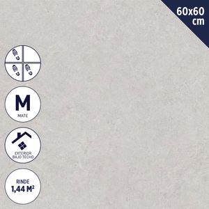 Porcelanato 60 x 60 cm 1,44 m2 Dark Cemento Mate
