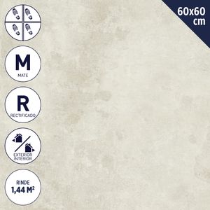 Porcelanato 60 x 60 cm 1,44 m2 Cemento White Mate