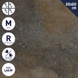 Gres Porcelánico 60 x 60 cm 1,44 M2 Patio Piedra Mate