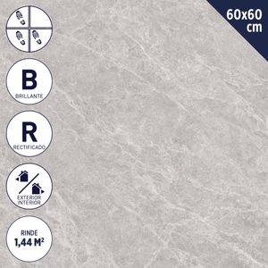 Gres Porcelánico 60 X 60 Cm 1,44 M2 Grey Veta Pulido