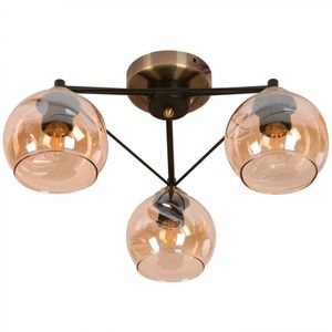 Lámpara de Techo Ambar Negro 3 Luces E27 60 W