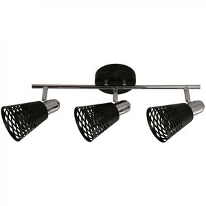 Barra Techo Cónico 3 Luces E14 40 W Negro