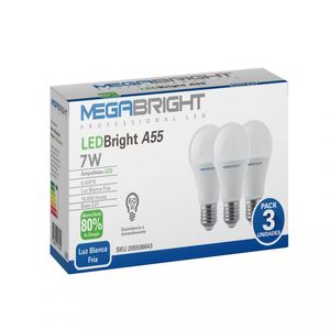 Pack 3 Ampolletas Led A55 E27 7 W Luz Fría