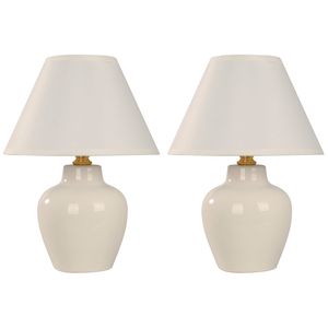 Lámpara de Mesa Blanco Tela 1 Luz E27 40 W 2 un
