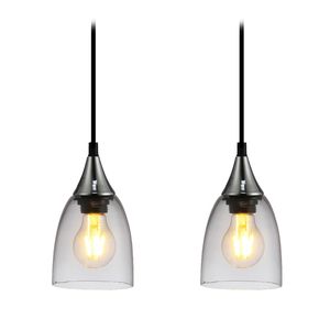 Set de Lámpara de Techo Decorativa Colgante Vidrio Transparente 1 Luz E27 60 W 2 Un