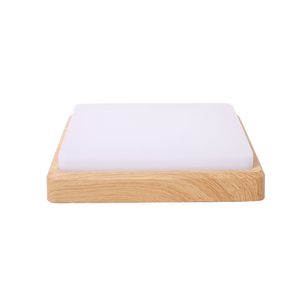 Plafón Led Cuadrado Madera 1 Luz E27 25 W