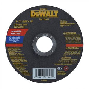 Disco De Corte Metal/Acero Inox 4 1/2 x 3/64 x 7/8"