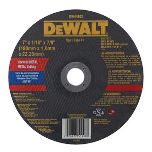 Disco De Corte Metal/Acero Inox 7 x 1/16 x 7/8" Dewalt
