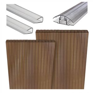 Pack 2 Planchas Policarbonato Alveolar 4 x 1050 x 2900 mm Bronce + 2 Perfiles U 2,1 m + 1 Perfil H Clip 2,9 m