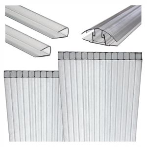 Pack 2 Planchas Policarbonato Alveolar 4 x 1050 x 2900 mm Transparente + 2 Perfil U + Perfil H Clip