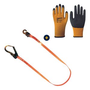 Combo Cabo De Vida Cinta Gancho KL-8500 1,8 m + Guante Multiflex Original Latex 12 Pares Amarillo