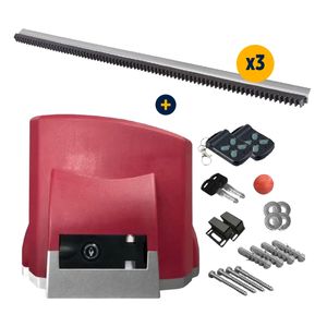 Combo Kit Motor Para Portón Eléctrico 500 kg + Accesorios + 3 Cremalleras Nylon Para Portón 1 m