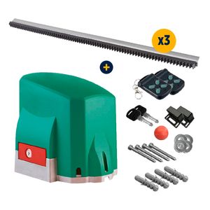 Combo Kit Motor Para Portón Eléctrico 700 kg + Accesorios Sin Cremallera + 3 Cremalleras Nylon Para Portón 1 m