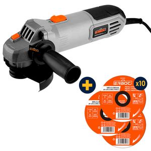 Pack Esmeril Angular 115 mm 650 W +10 Disco de corte Metal/Acero Inox 4 1/2X1X7/8" Erboc