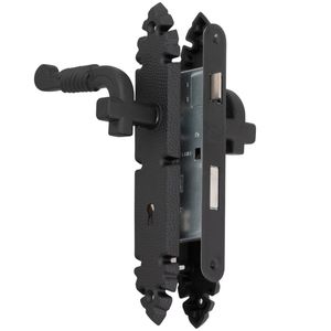 Cerradura De Embutir Manilla Dormitorio Rústica B40 Negro Brillante
