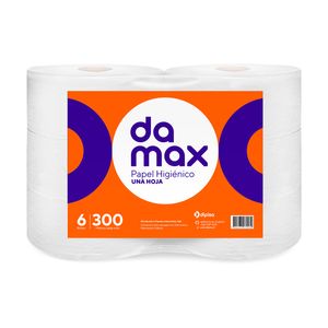 Papel Higiénico Hoja Simple 300 m 6 Rollos Damax