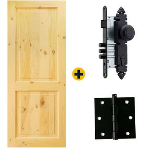 Puerta Exterior Aurora 80 x 200 cm + Cerradura De Embutir Pomo Oficina + 3 Bisagra 3,5 x 3,5"