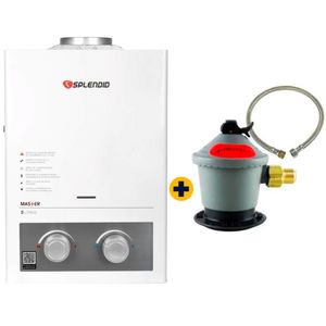 Combo Calefont Master 5 L Gas Licuado Tiro Natural Ionizado + Kit Regulador Gas + Flexible HI Izquierdo 3/8 x 1/2" 100 cm